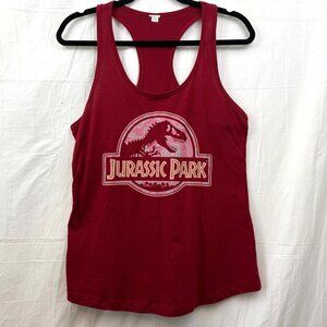 Jurassic Park Pink Camouflage Logo Racerback Tank Women L Red